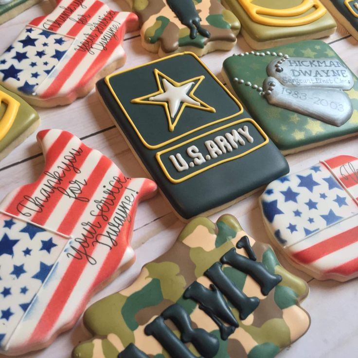 Army Retirement Cookies, Us Army Birthday, Army Cookies, Military Retirement Party Decorations, Military Cupcakes, Military Retirement Cake, Military Birthday Cake, Military Retirement Parties, Army Retirement