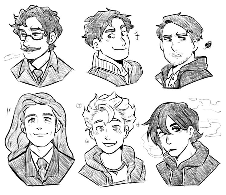 some sketches of the main characters from harry potter and hermilan brothers, with their hair pulled back