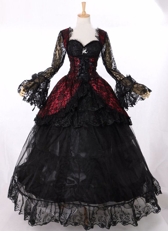 18th Century Gothic Victorian Lolita schwarz Vampire Dress   Condition: Brand New  Color: amp;nbsp; As Picture  Material: Brocade/Lace/Voile  Silhouette: Ball Gown  Sleeve Length: Long Sleeve  Dresses Length:Floor-Length  Neckline: Square Collar  Decoration: Lace  Style: Vintage  Includes: Dress Masquerade Gown, Dark Royalty, Gothic Victorian Dresses, Vampire Dress, Victorian Halloween, Dr Wardrobe, Vampire Clothes, Gothic Victorian, Gothic Clothing