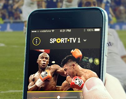 a person holding up a cell phone with an image of two boxers on the screen