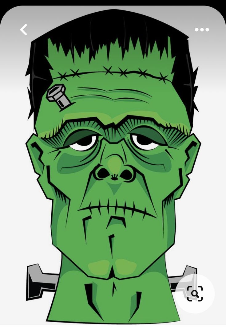 an image of a green zombie face with spikes on it's head and eyes