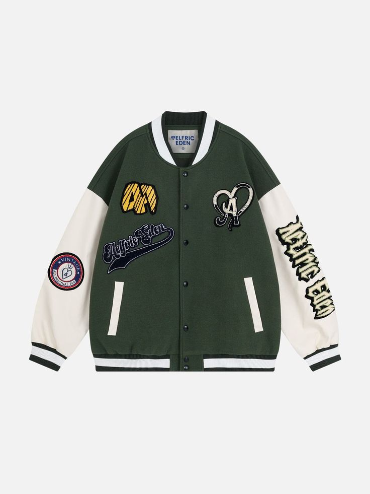 Top Streetwear Brand AelfricEden, Street fashion clothes shopping online, free shipping worldwide! Joker Jacket, Number Embroidery, American Street Style, School Jacket, Hip Hop Trends, College Looks, Embroidery Patchwork, Streetwear Chic, Street Jeans