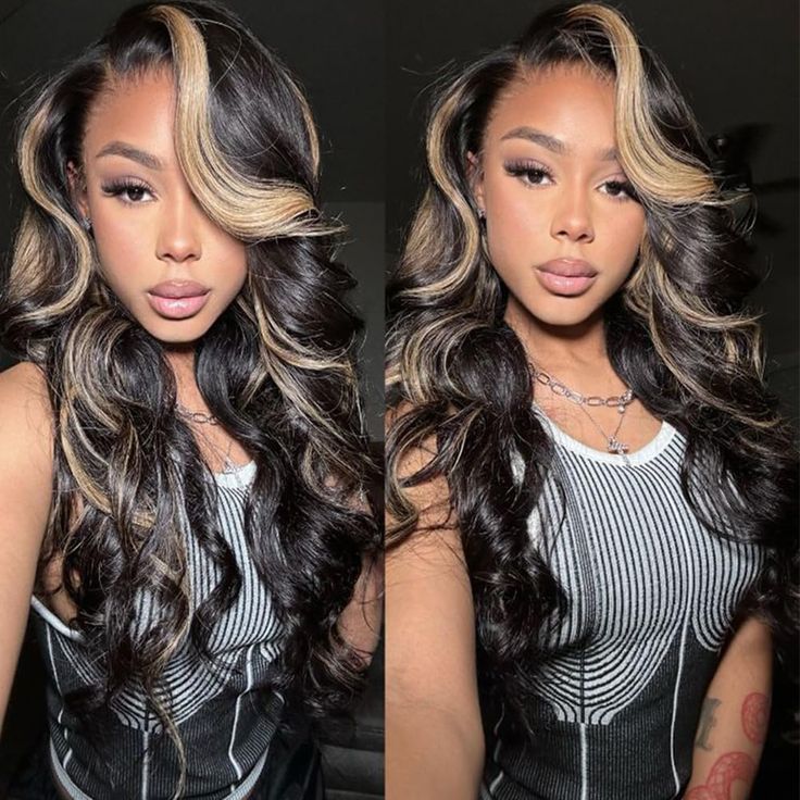 PRICES MAY VARY. Material: 13x4 highlight lace front wig human hair, FB/27 Balayage wigs, 100% Brazilian Human Hair wigs, Collect from Young Girls, Can be dyed and re-straightened and curled. No Shedding and Tangle Free FB/27 Colored blonde wig: Highlight Balayage Ombre wig, The perfect blend of gold and black to suit all skin tones and clothing styles and occasions, the highlight position will maintain the perfect line no matter how you separate, and the highlight position can be worn in the mi Low Maintenance Hair, Wave Wig, Curly Lace Front Wigs, Wig Lace, Wig Human Hair, Wigs Human Hair, Body Wave Wig, Body Wave Hair, Hair Sale