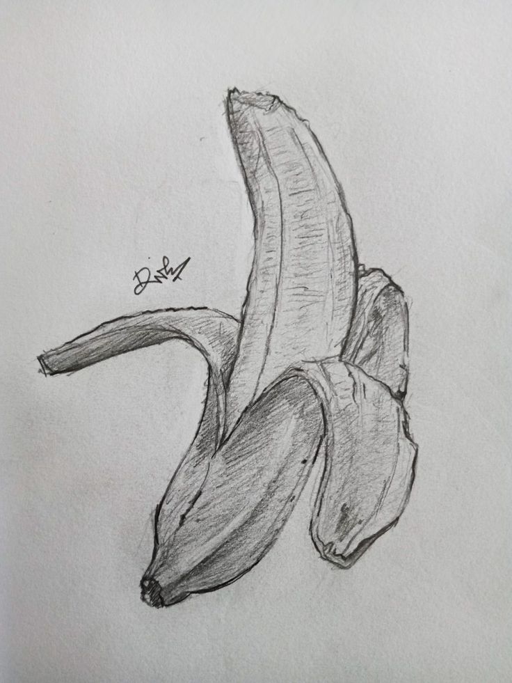 a pencil drawing of a banana on a white paper with the word diff written below it