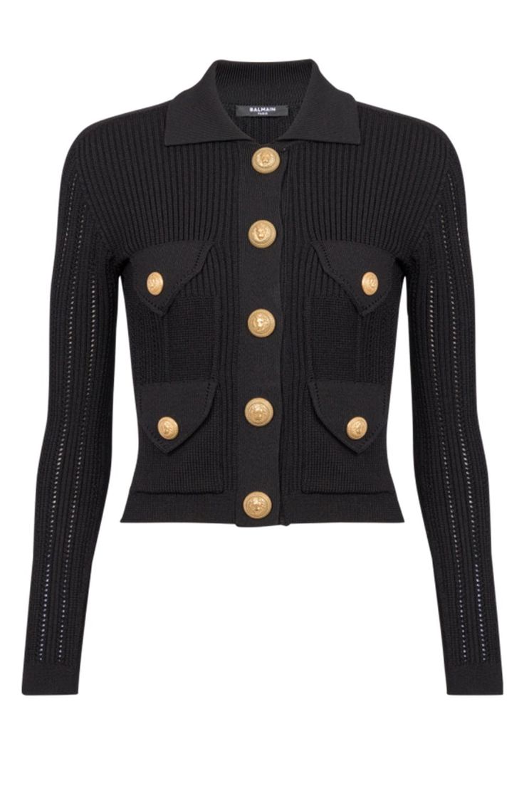 BALMAIN-Buttoned Cardigan - Noir- Dream Wishlist, Buttoned Cardigan, Balmain Clothing, Beach Stores, Cardigan Outfits, Button Cardigan, Fall Style, Cardigan Tops, Sweater Weather