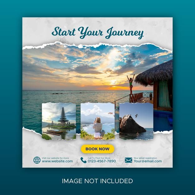 a travel flyer with photos and the words, start your journey on it's cover