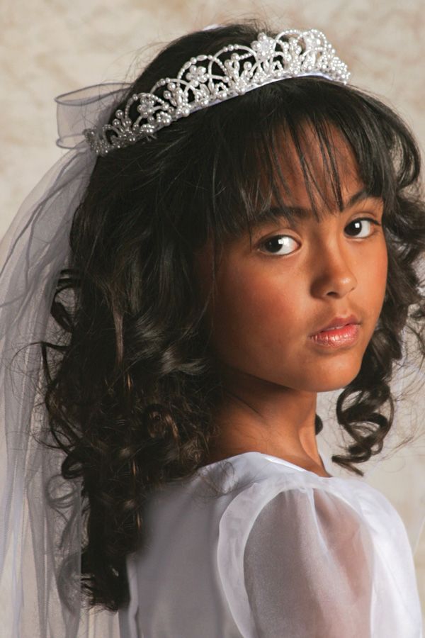 First Communion Hairstyles, Communion Hairstyles, First Communion Veils, Communion Veils, Communion Ideas, Pearl Crown, 1st Communion, First Communion Dresses, Communion Dresses