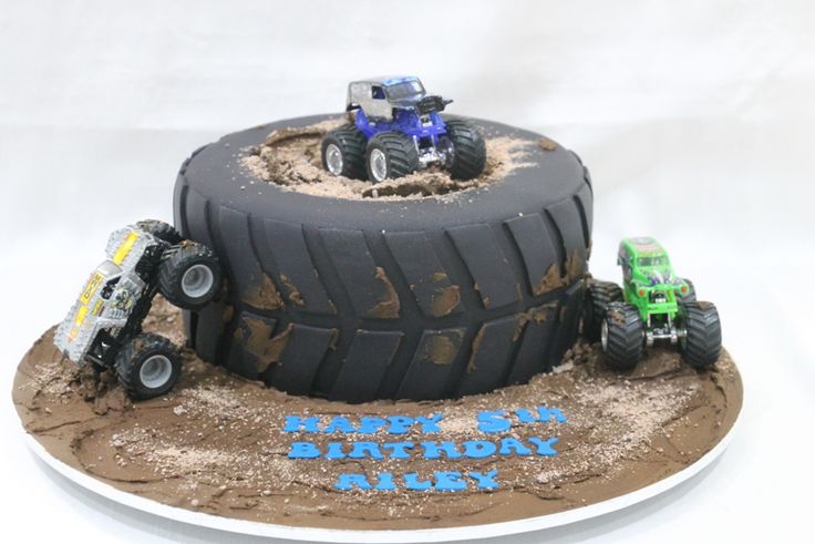 a birthday cake made to look like a monster truck