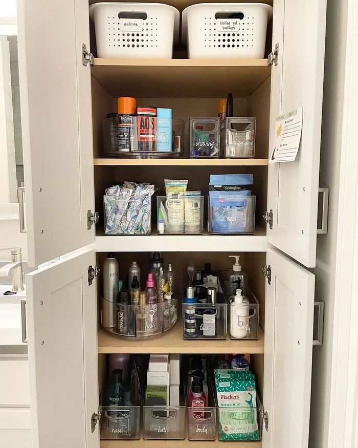 an organized pantry with lots of items in it