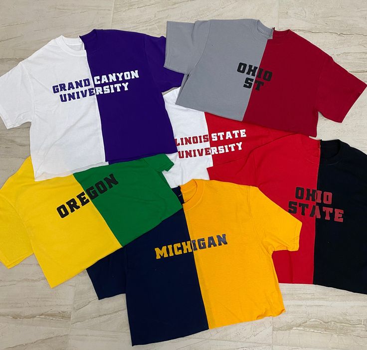 Custom half shirts made for any college *Shirt does come cut a little  Great materials are used and sewn together to ensure that the shirt lasts long! Message on instagram @ngcollegeitems_ to order with more customization or for questions College Shirt Design, Ohio State Michigan, College Diy, Ohio University, College Shirts, Half Shirts, College T Shirts, Cut Shirts, Ohio State