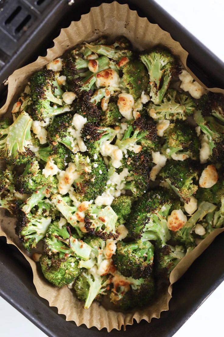 broccoli and cauliflower in a baking pan