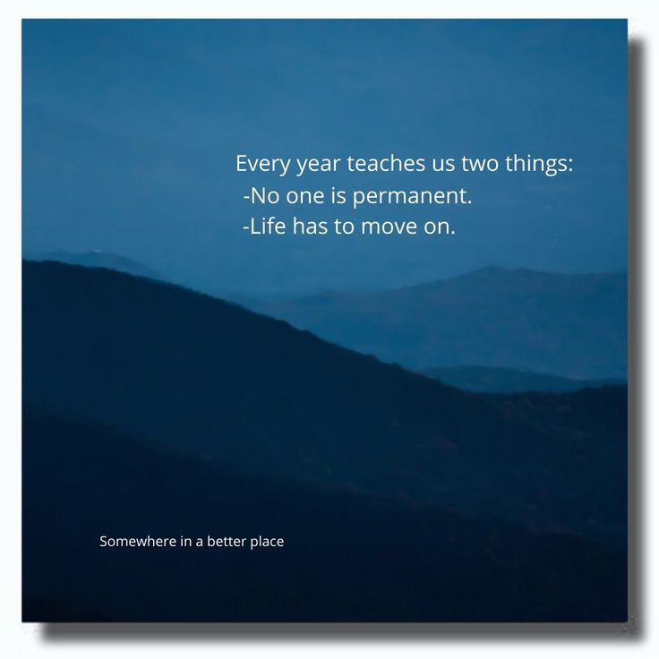 there is a quote that says, every year teaches us two things no one is permanent life has to move on