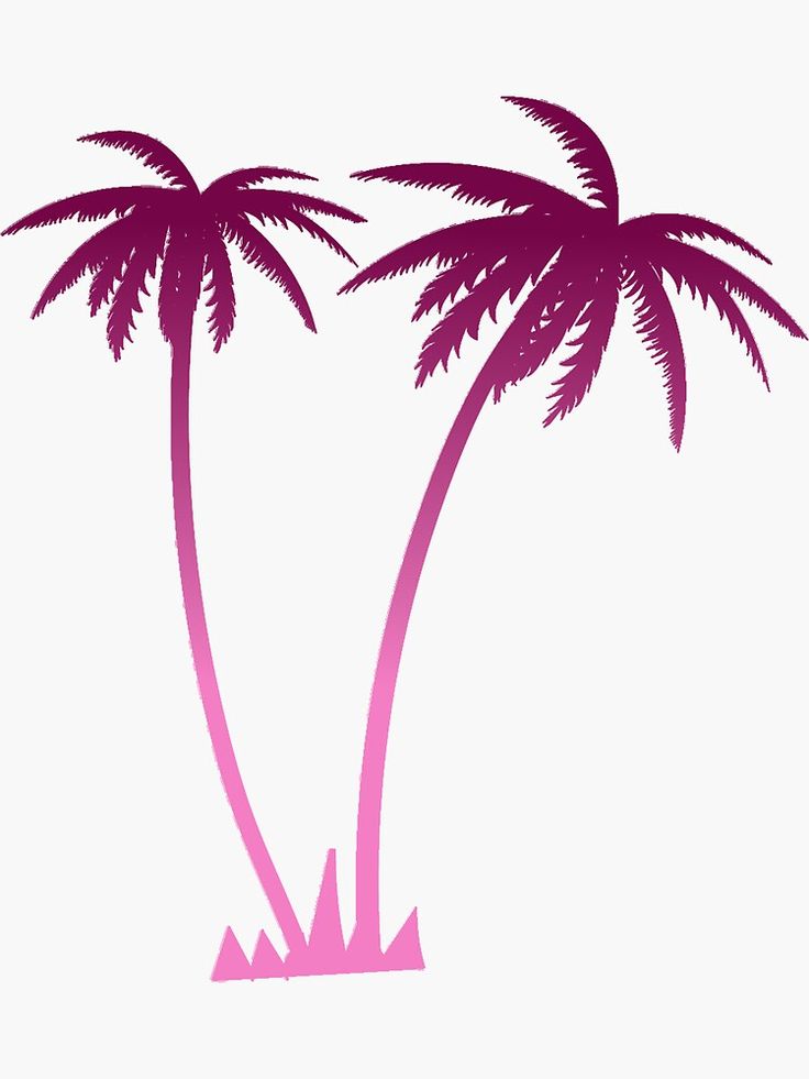 two pink palm trees against a white background