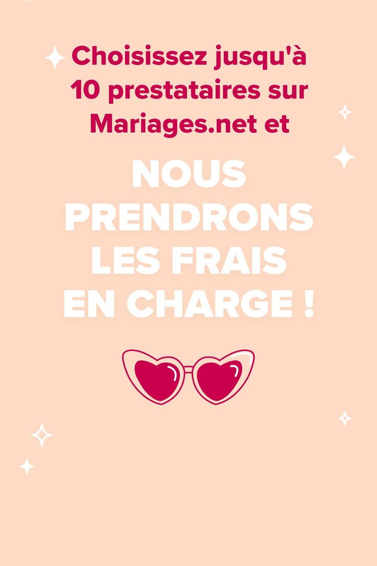 a pink poster with two heart shaped glasses on it's face and the words nous prendrons les frais en charge