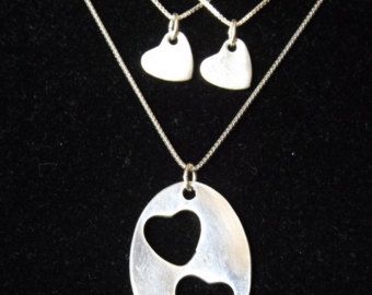 Mother Two Daughter Split heart necklace set Mother 2 | Etsy Cute Double Heart Jewelry For Anniversary, Cute Handmade Double Heart Jewelry, Handmade Heart Jewelry For Mom, Handmade Open Heart Jewelry For Valentine's Day, Cute Handmade Jewelry For Anniversary, Handmade Heart Jewelry Gift For Mom, Handmade Open Heart Jewelry For Mom, Handmade Open Heart Jewelry As Gift For Mom, Cute Double Heart Jewelry For Mother's Day