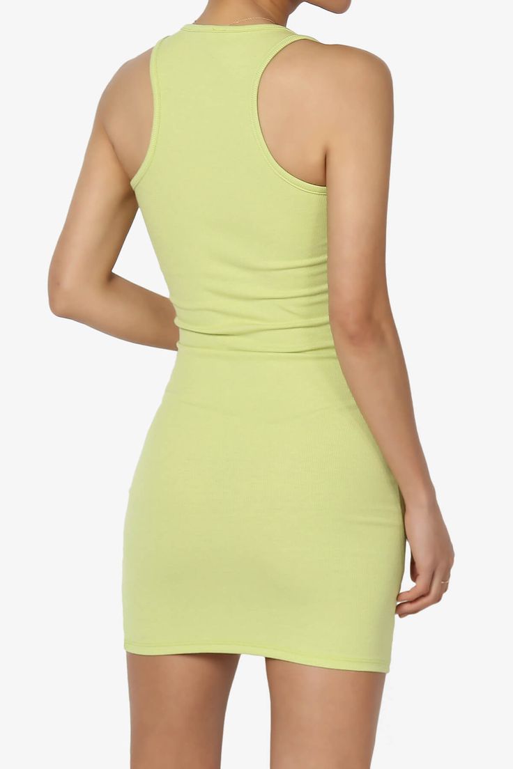 Elevate your summer look with this Casual Racerback Bodycon Tank Dress.Featuring a sleeveless design, graphic print, and lightweight knit fabric, it's perfect for casual outings and beach days.Pair with sandals or a denim jacket for a trendy, effortless style.Ideal for women seeking stylish, comfortable, and versatile summer dresses.TheMogan Junior's Casual Racerback Bodycon Tank Dress is perfect for summer outings.Sleeveless, lightweight ribbed fabric, and graphic print for a trendy, comfortabl Casual Fitted Tank Mini Dress, Casual Bodycon Tank Dress, Summer Fitted Tank Mini Dress, Summer Stretch Bodycon Dress For Day Out, Summer Bodycon Halter Neck Tank Top, Fitted Green Tank Top For Summer, Fitted Tank Mini Dress For Summer, Summer Seamless Bodycon Dress With Scoop Neck, Summer Seamless Mini Dress With Scoop Neck