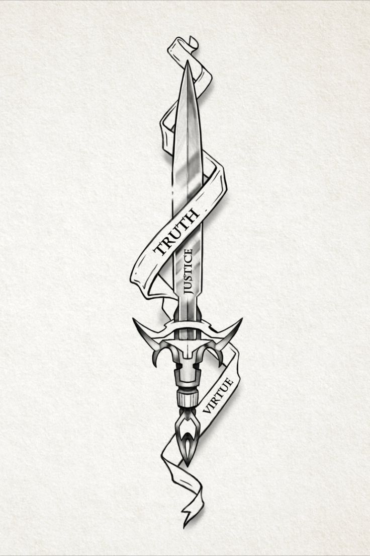 Cross Swords Tattoo Design, Spartan Spear Tattoo, Ace Of Swords Tattoo, Justice Tattoo Design, Knight Tattoo Medieval, Virtue Tattoo, Knight Tattoo Design, Buddhism Tattoo, Swords Tattoo