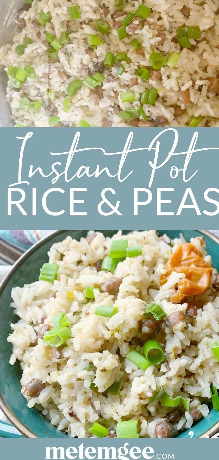 instant pot rice and peas with text overlay