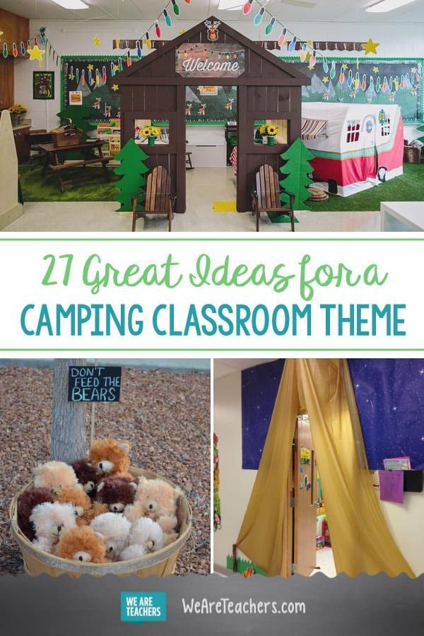 there are many different pictures in this classroom with the words, 17 great ideas for a camping classroom theme