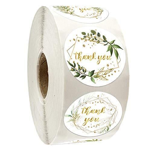 Return Policy Fast Delivery Trusted seller Thank You Stickers Roll, Green Leaves with Golden Frames Thank You Stickers, 1.4 Inch Adhesive Label Stickers 6 Different Designs, Perfect for Birthday, Wedding Favors, Small Business, 500 Per Pack. Product Description Unique Design: 6 different designs, chic green leaves with golden frames thank you stickers（gold is the printing effect, non-gold foil）, 1.4" circle adhesive label stickers, 500 per roll. Premium Quality: Easy peel and stick from the roll. High quality gloss stock with permanent adhesive that sticks to most surfaces including boxes, cardboard, glass, plastic and more. All Occasions : Modern chic greenery thank you stickers are perfect for wedding birthday party favors, giveaways, bridal showers, and perfect for small business owners Business Labels, Label Stickers, Cookies For Kids, Wedding Stickers, Thank You Stickers, Scrapbooking Embellishments, Scrapbook Embellishments, Wedding Party Favors, Card Envelopes