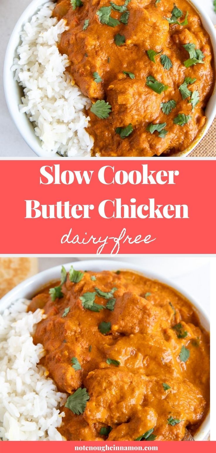 slow cooker butter chicken with rice and cilantro