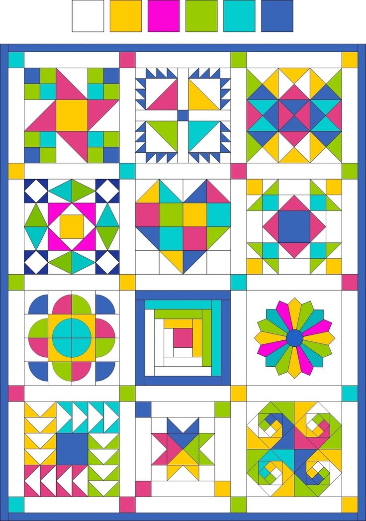 a quilt pattern with different shapes and sizes