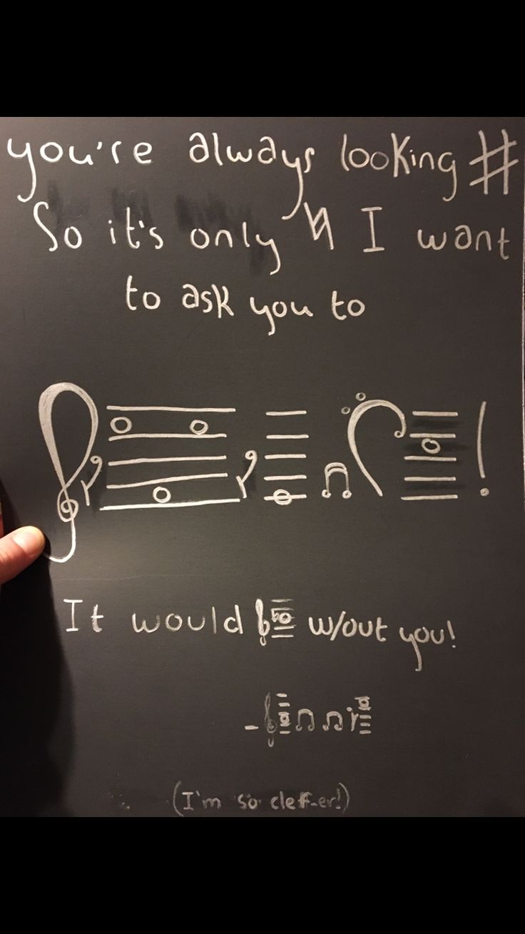 someone is writing on a blackboard with music notes