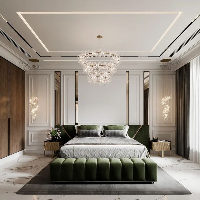 COVET HOUSE | CURATED DESIGN on Instagram: "Indulge in opulent extravagance with @mohammedalakrawi latest project: a Luxury Master Bedroom. This breathtaking space redefines sophistication and comfort, embodying a harmonious blend of modern aesthetics and timeless elegance. Every element in this masterpiece exudes luxury, from the sumptuous silk draperies to the meticulously crafted bespoke furnishings. The rich color palette and carefully curated textures create a sanctuary of serenity, where every night's rest feels like a lavish retreat. With @mohammedalakrawi's visionary expertise, this Luxury Master Bedroom encapsulates the epitome of refinement and is destined to be your personal haven of grandeur and relaxation.  𝑫𝒊𝒔𝒄𝒐𝒗𝒆𝒓 𝒂 𝒘𝒐𝒓𝒍𝒅 𝒐𝒇 𝒅𝒆𝒔𝒊𝒈𝒏 𝒆𝒅𝒊𝒕𝒊𝒐𝒏𝒔 𝒂𝒕 Classical Bedroom, Bedroom Design Luxury, Classic Bedroom Design, Ceiling Window, Fluffy Carpet, Neoclassical Interior, Golden Autumn, Cozy Sofa, Luxury Bedroom Master