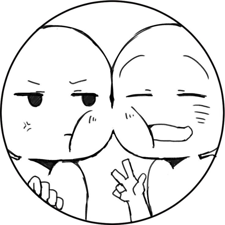 two cartoon faces with one holding the other's hand