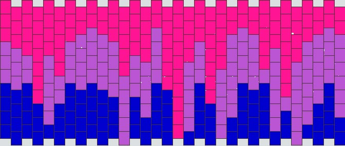 an image of a colorful pattern with squares and dots in purple, pink and blue