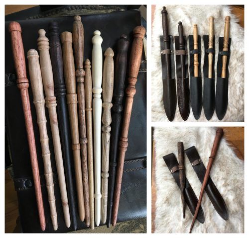 several different types of wooden canes in various shapes and sizes