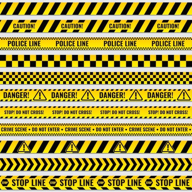 yellow and black hazard tape with danger signs on the sides stock photo, images and royalty illustrations