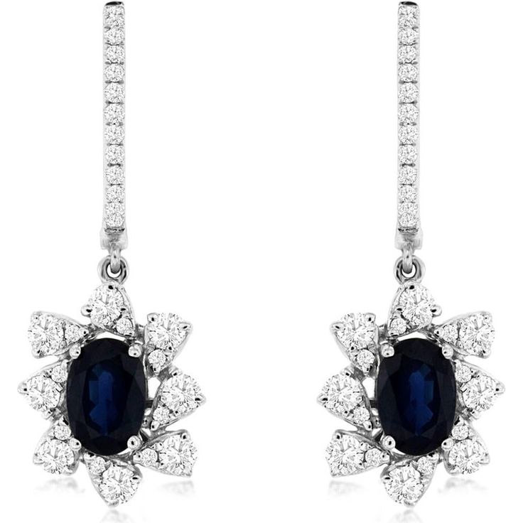 Royal 14K White Gold Sapphire & Diamond Earrings - Exquisite Radiance Timeless Marquise Earrings For Formal Events, Timeless Marquise Earrings For Formal Occasions, Elegant Marquise Diamond Earrings For Formal Occasions, Diamond Bridal Earrings With Gemstones For Formal Occasions, Timeless Gemstone Earrings For Formal Occasions, Formal Bridal Gemstone Drop Earrings, Formal Bridal Drop Earrings With Gemstones, Elegant Oval Diamond Earrings With 17 Jewels, Elegant Marquise Earrings For Formal Occasions