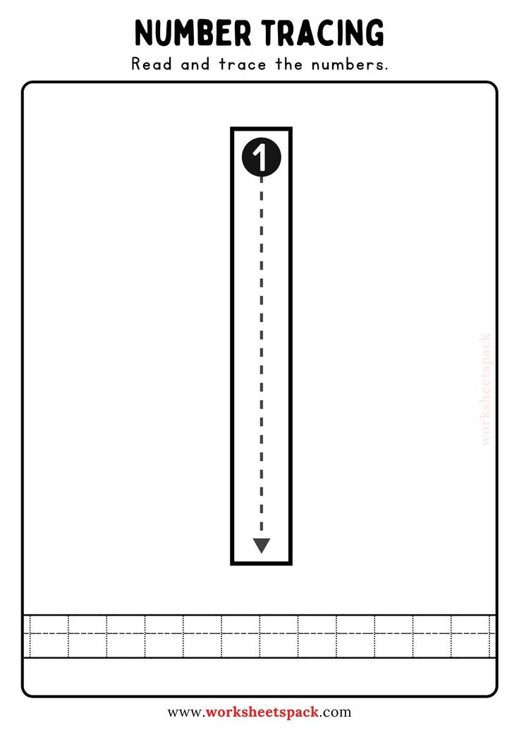 the number tracer worksheet for numbers 1 - 10 and has an arrow on it