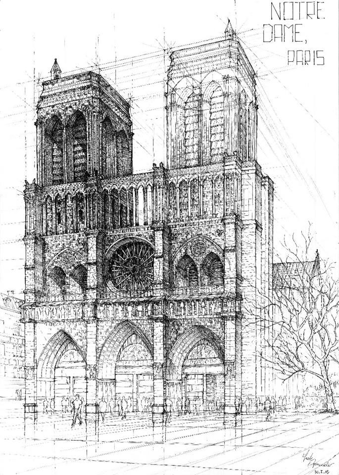 an architectural drawing of a cathedral