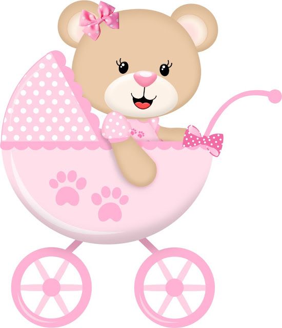 a teddy bear is sitting in a pink baby carriage with paws on the wheels and bow