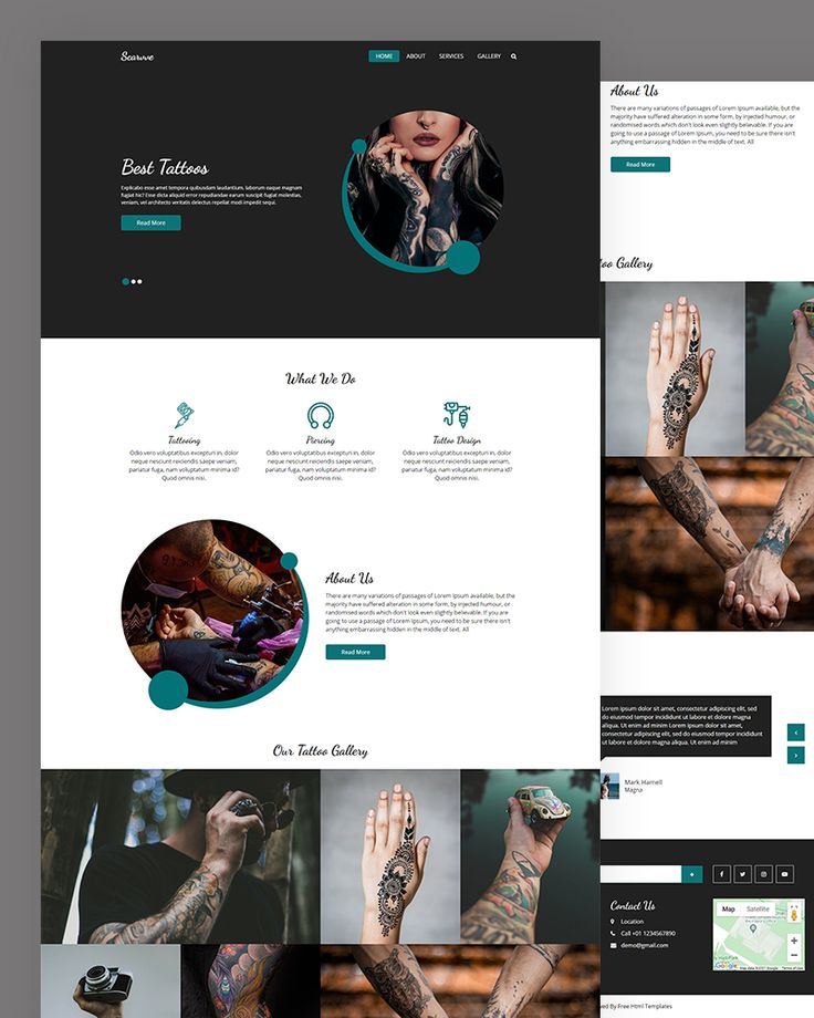 the website is designed to look like it has many different tattoos on its arms and hands