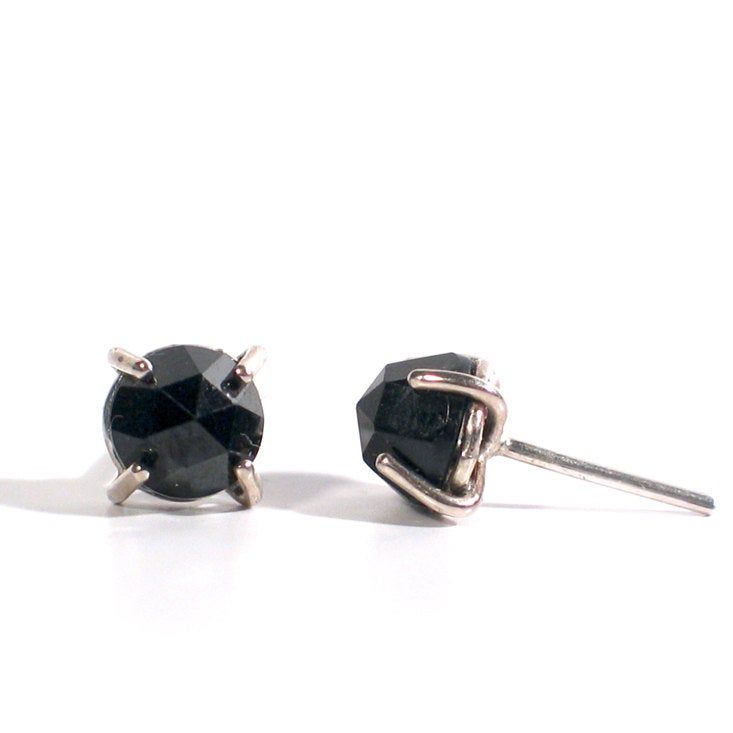 These are a pair of 6mm rose cut spinel earrings in a polished sterling silver setting. They are supper light weight and easy to wear and have a magnificent sparkle to them when the light hits them just right. They measure 6mm in diameter. The set shown here with a polished finish, I offer these with a satin finish and a antiqued finish as well. All the metals I use are over 90% recycled/reused sources. Yeah! These earrings will be shipped usps priority with tracking in a small gift box, shipped Modern Black Spinel Jewelry For Gifts, Minimalist Silver Jewelry With Black Spinel, Minimalist Silver Black Spinel Jewelry, Spinel Earrings, Small Gift Boxes, Antique Finish, Small Gift, Rose Cut, Satin Finish