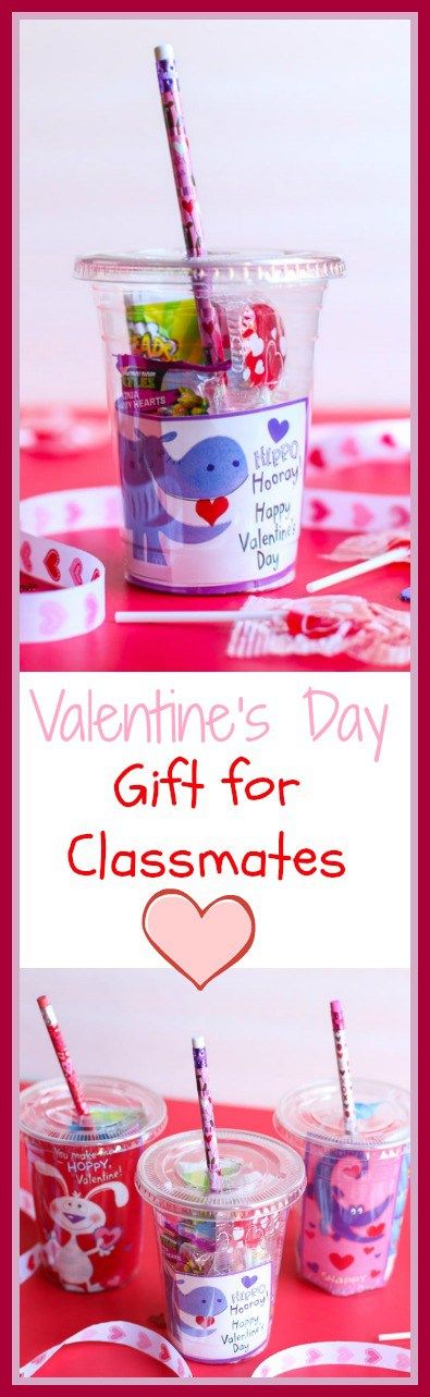 valentine's day gift for class mates with ice cream and strawberries in cups