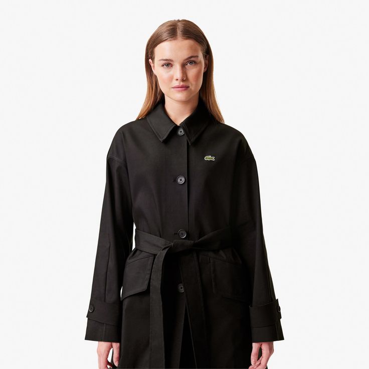 This hip piece is part pea coat, part trench. Premium construction, clean lines, luxe finish. Buttoned cuffs, removable belt: wear it your way. Belted Gabardine Outerwear For Work, Solid Outerwear With Belted Cuffs For Work, Spring Workwear Pea Coat With Belted Cuffs, Spring Pea Coat With Belted Cuffs For Work, Outerwear With Belted Cuffs And Lapel Collar For Work, Collared Outerwear With Belted Cuffs For Work, Chic Gabardine Pea Coat, Spring Business Outerwear With Belted Cuffs, Belted Pea Coat For Workwear