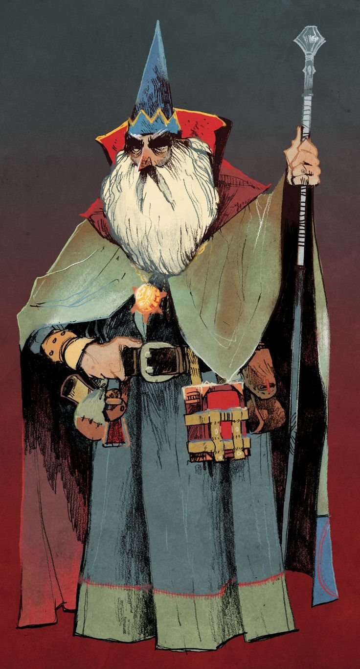 an illustration of a wizard holding a staff