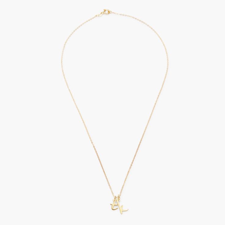 Wear your initials in a simple and sweet lowercase script with our Nella Mini Two Initial Pendant. Available in sterling silver, 18k gold plated or 18k rose gold plated silver Initial size: 1/4 to 1/2" (varies by letter) 16" cable chain with 2" extender Spring ring closure Made in the USA This is a lowercase only font, uppercase letters entered will be produced as lowercase This item is FINAL SALE and ships 3-5 business days from the order date SKU: BYN1143 Signature Gold Jewelry With Initials, Gold Signature Jewelry With Initials, Luxury Initial Pendant Name Necklace With Initials, Luxury Initial Pendant Necklace With Initials, Luxury Initial Pendant Name Necklace, Luxury Initial Pendant Name Necklace As Gift, Luxury Personalized Initial Pendant Necklace, Luxury Initial Pendant Necklace For Gift, Luxury Personalized Initial Necklace