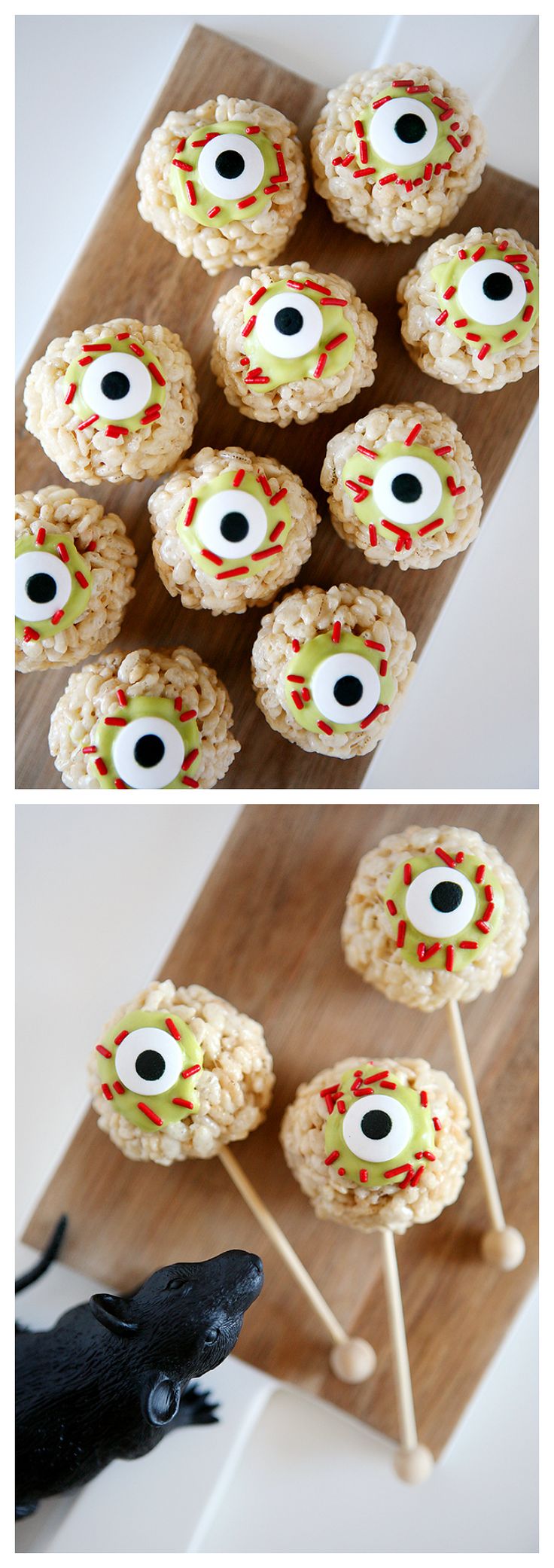 an assortment of halloween treats with eyes on them