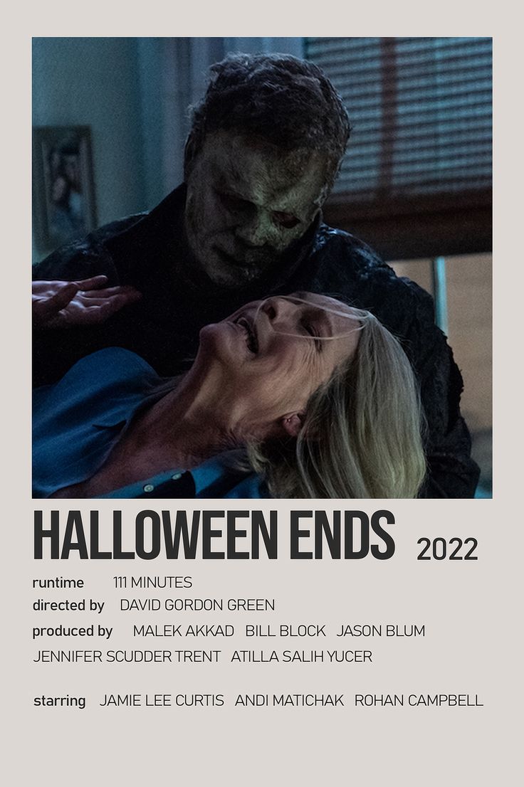 the poster for halloween ends shows a man and woman embracing each other in front of a window