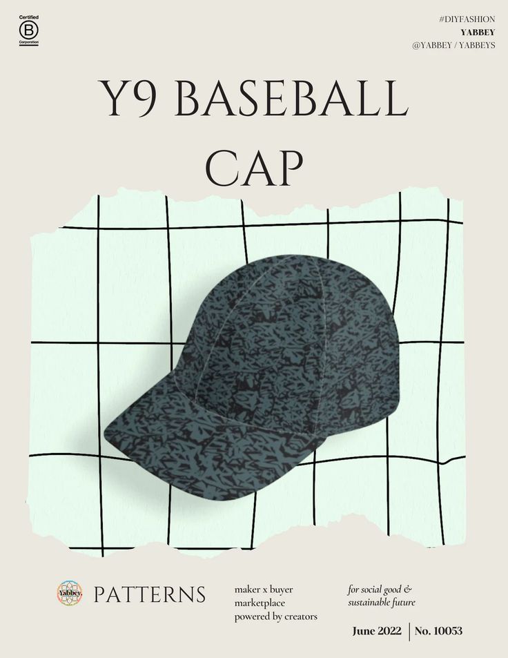 a baseball cap with the words y9 baseball cap written in black and white on it