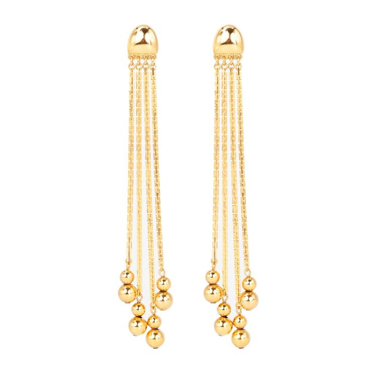 Ben-Amun 8th & 38th Chrysler Earrings Gold Dangle Jewelry With Dangling Beads, Gold-tone Dangle Clip-on Earrings, Gold Dangle Jewelry With Beads, Gold Dangling Bead Jewelry, Gold Dangling Bead Earrings, Yellow Gold-plated Dangle Plug Earrings, Yellow Gold Plated Dangle Danglers, Gold Plated Yellow Gold Dangle Plug Earrings, Yellow Gold Plated Dangle Plug Earrings