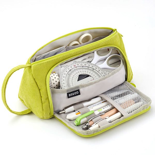 Description With this big and cute pencil bag organizer, you can now bring all of your beloved stationery to school!🤗. It looks even more cute when its belly is full! It is specially designed for students who carry a lot of stationery items to school. Don't let your stationery cramp your style or your backpack anymore. Designed with students in mind, this organizer is the perfect solution for storing and transporting all of your beloved stationery.🆕 Extra-long size is added!🆕 New LIMITED edit Stationery Organizer, Cute Pencil, Green Corduroy, Pencil Eraser, Stationery Organization, Pencil Bag, Kawaii Stationery, Bag Organizer, Aesthetic Pastel