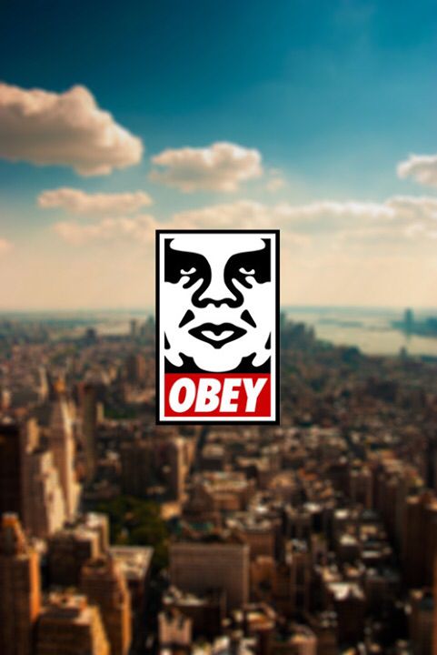 an image of the face of obey on top of a building