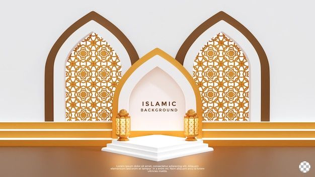 an islamic arch with gold accents and columns