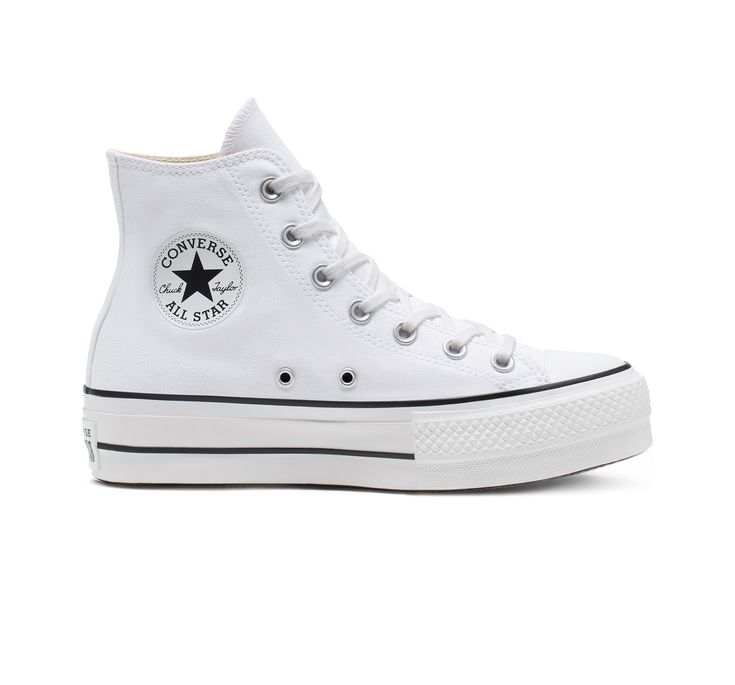 Canvas Platform Chuck Taylor All Star, Mode Converse, Platform Chucks, Womens High Top Shoes, Converse Platform, Chuck Taylor All Star Lift, Platform Converse, Cute Nike Shoes, White Converse